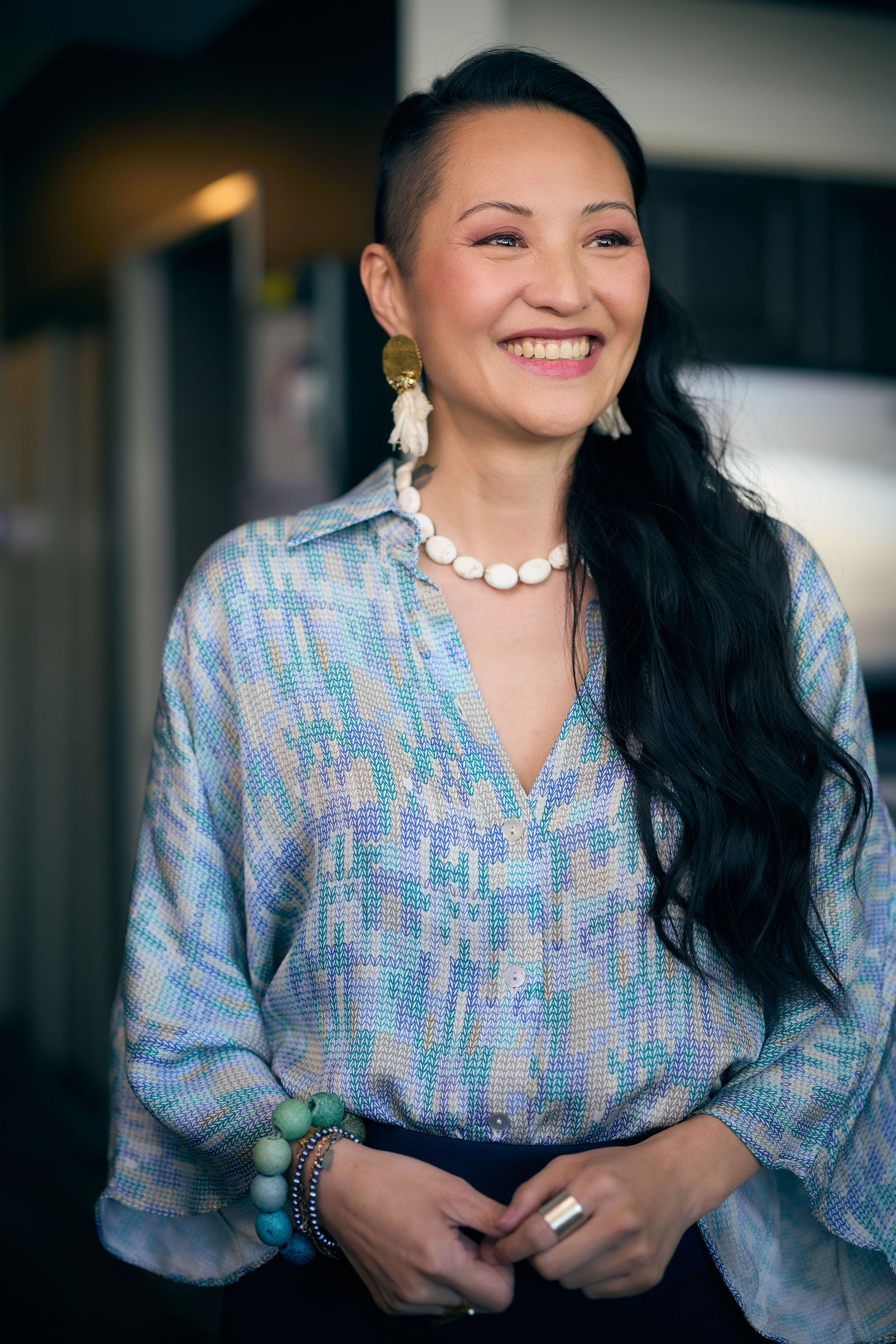 Vivian Meraki - Blue patterned blouse