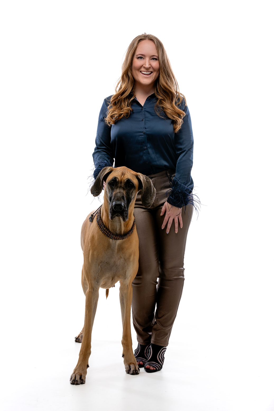 Michelle Weger with Quinn - Navy top