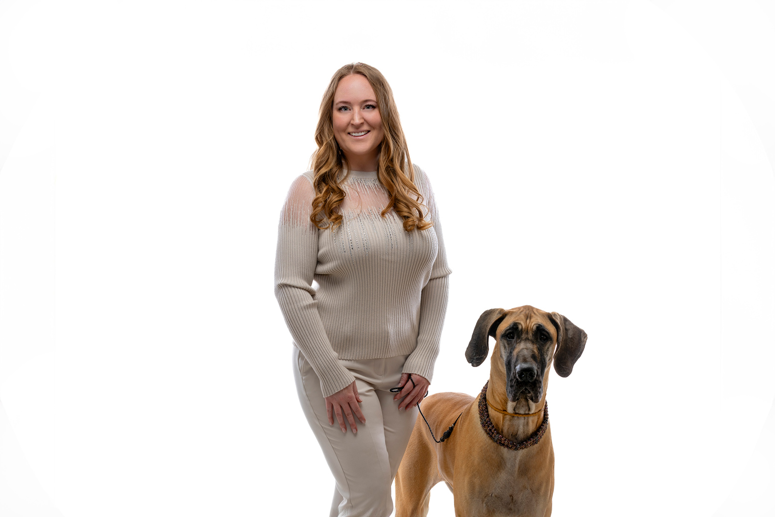 Michelle Weger with Quinn - Cream outfit